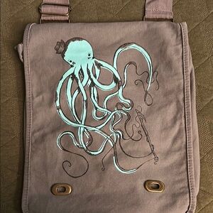 Octopus Design Canvas Messenger Bag